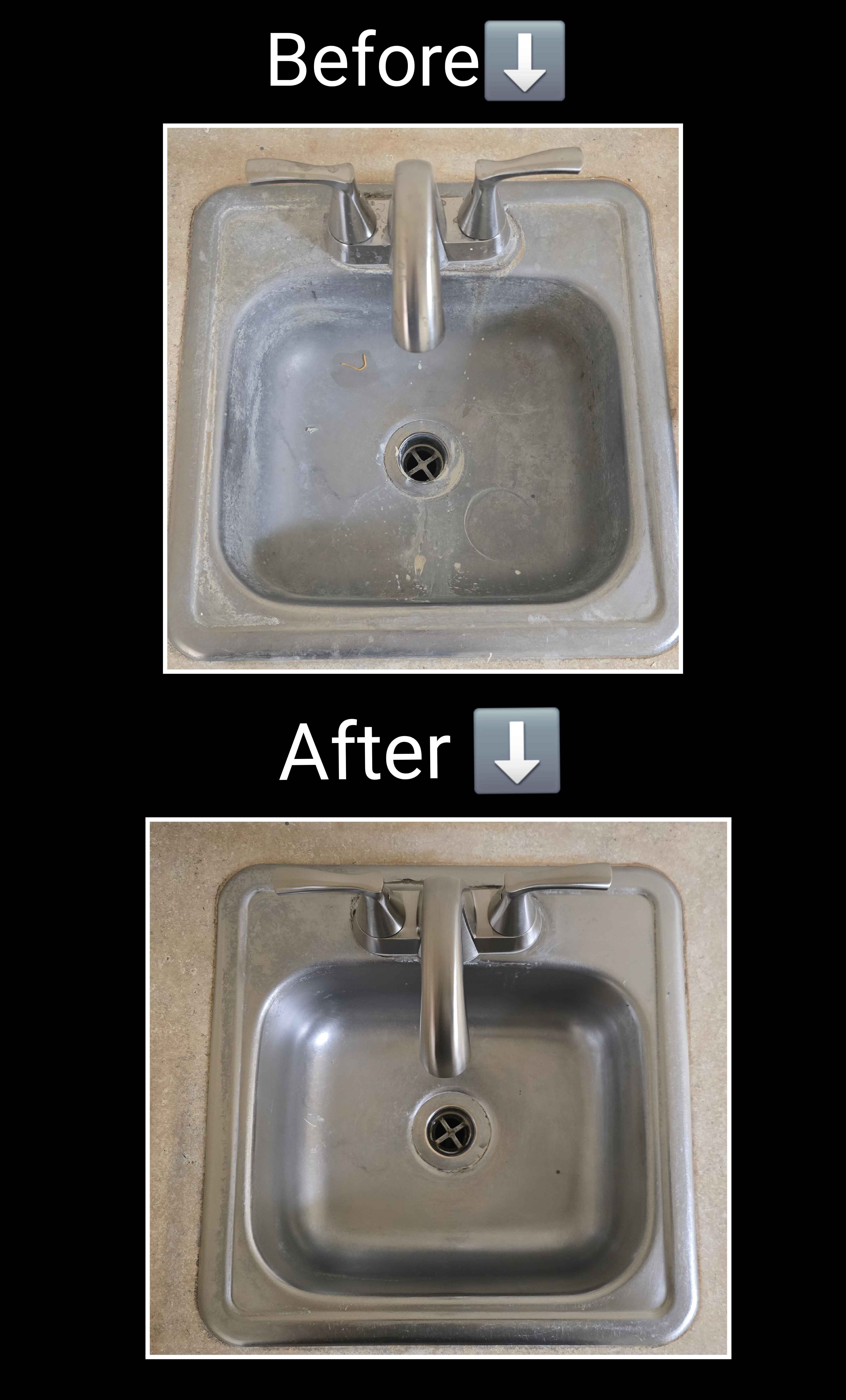 Before and after: Stainless bar sink — restored to a clean shine